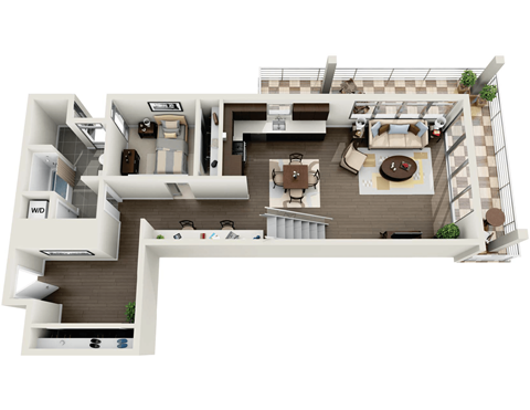 Floor plan for 2 beds, 2 baths, 1137 sqft